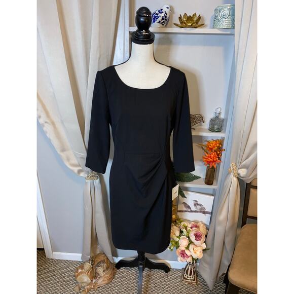 NWT $89.98 size 10 Black Back Zip Calvin Klein 3/4 Sleeves Dress - Picture 1 of 12